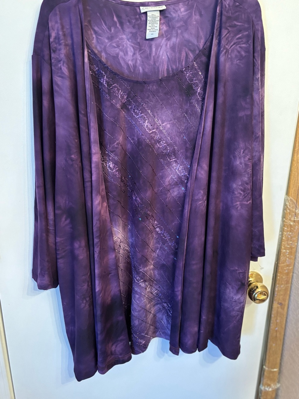 Mock Twin Set  Blouse Sz 3X (26W-28W) Attached Jacket Purple